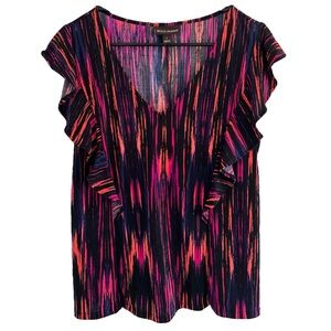 Bold Elements Women's Pink and Black Ruffle Top| Size L